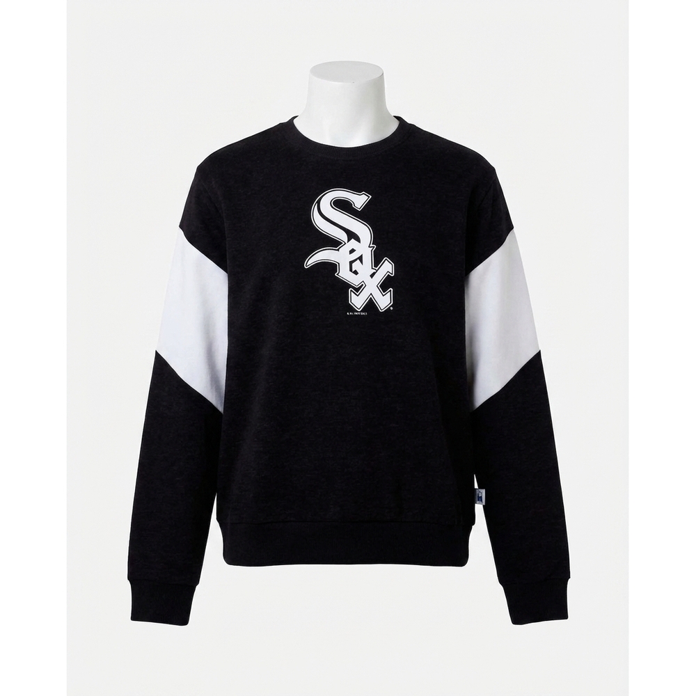NEW STARTER women's chicago white sox crew neck sweatshirt in black